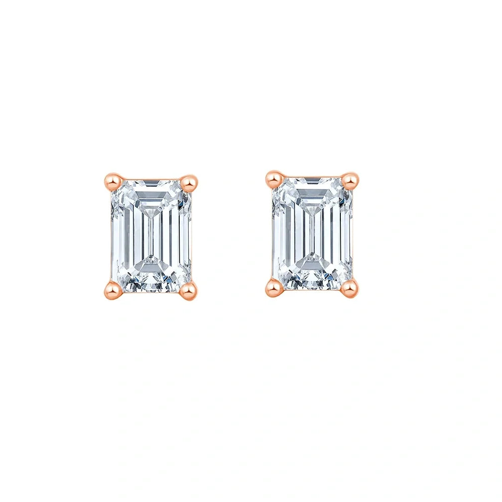1.6 Carat Emerald Cut Solitaire Studs in Milo Jewels lab-grown diamond jewellery