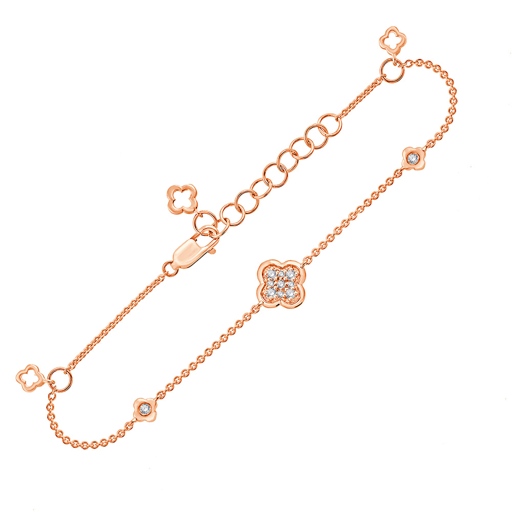 Clover Charm Diamond Stackable Bracelet