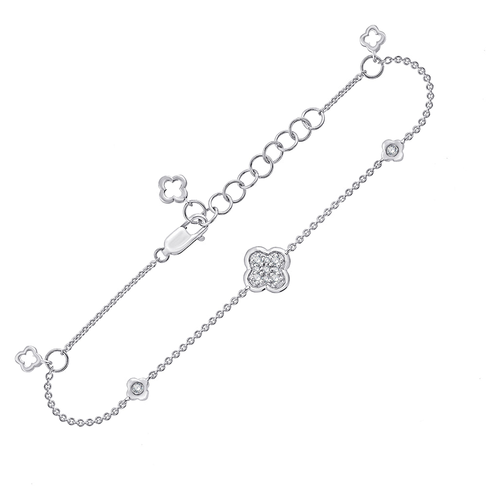Clover Charm Diamond Stackable Bracelet