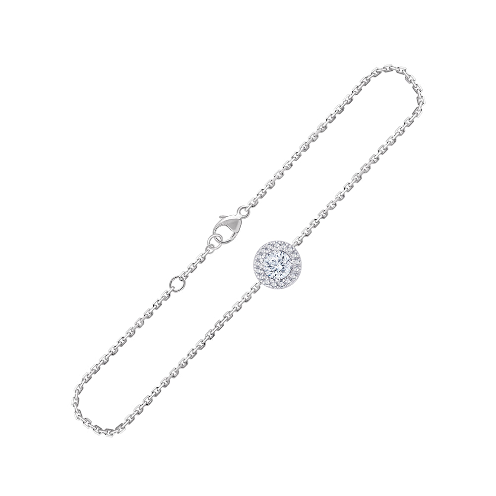 05 Carat Brilliant Cut Halo Chain Bracelet