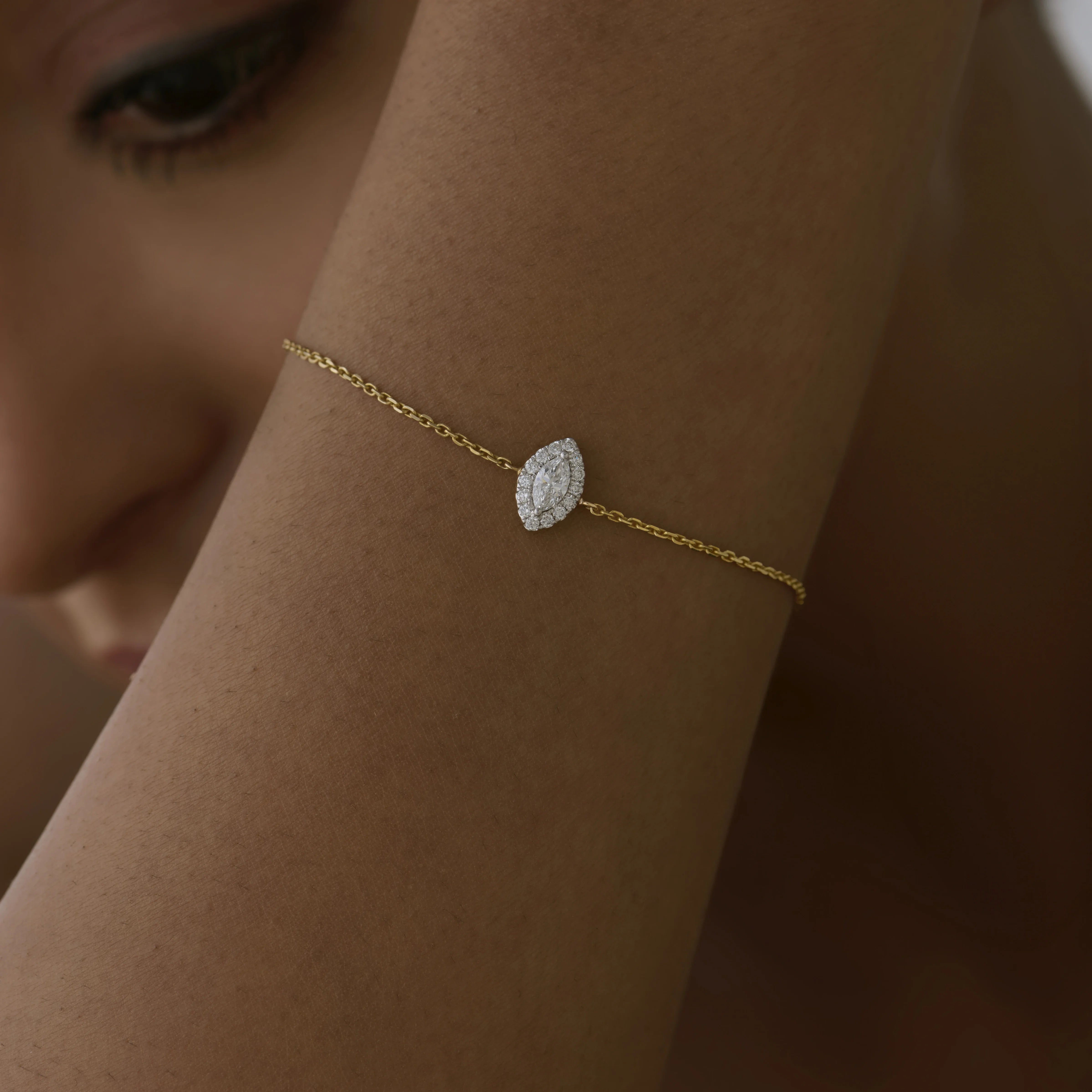 Marquise Halo Chain Bracelet