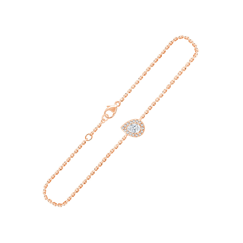 Pear Cut Halo Chain Bracelet