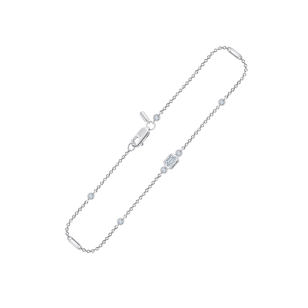 Emerald Cut Stackable Chain Bracelet