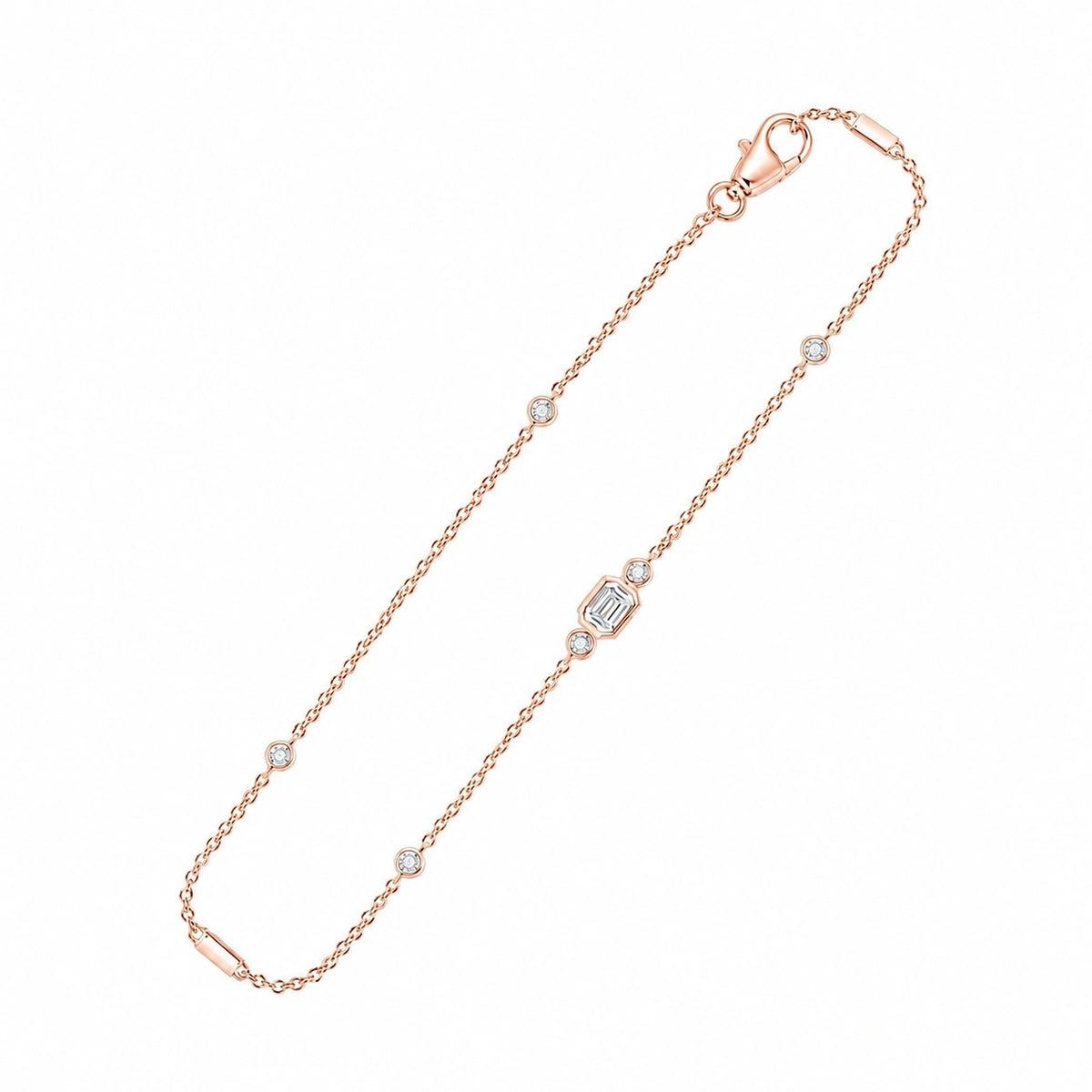 Emerald Cut Stackable Chain Bracelet