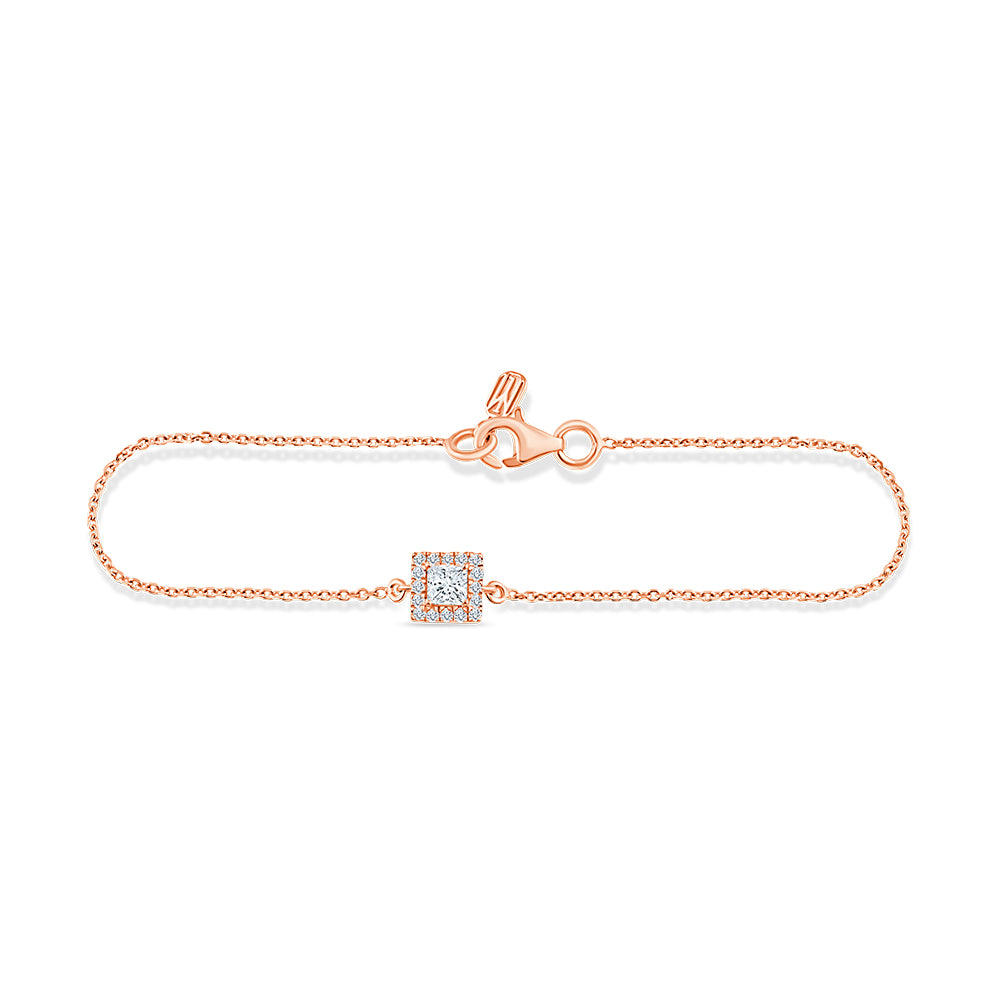 Princess Cut Halo Chain Bracelet