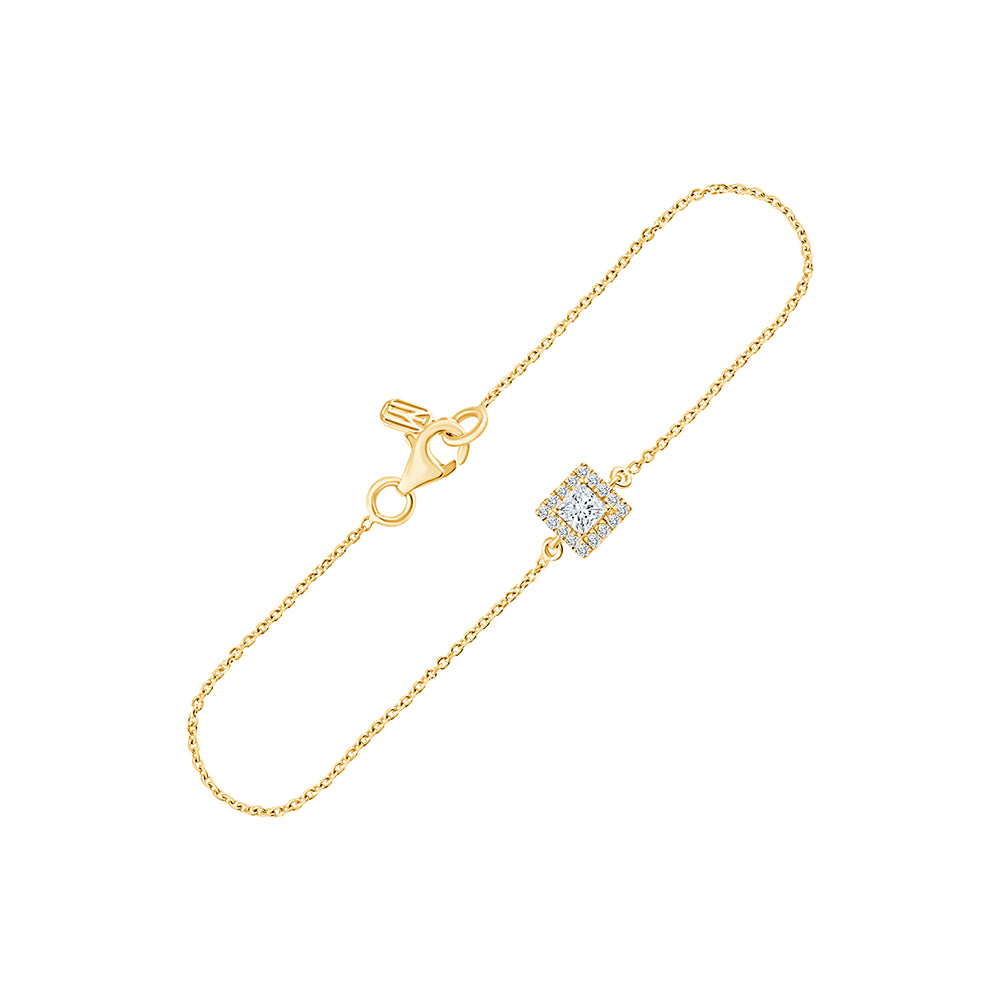 Princess Cut Halo Chain Bracelet