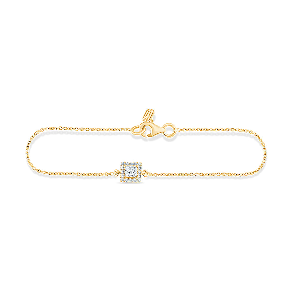 Princess Cut Halo Chain Bracelet