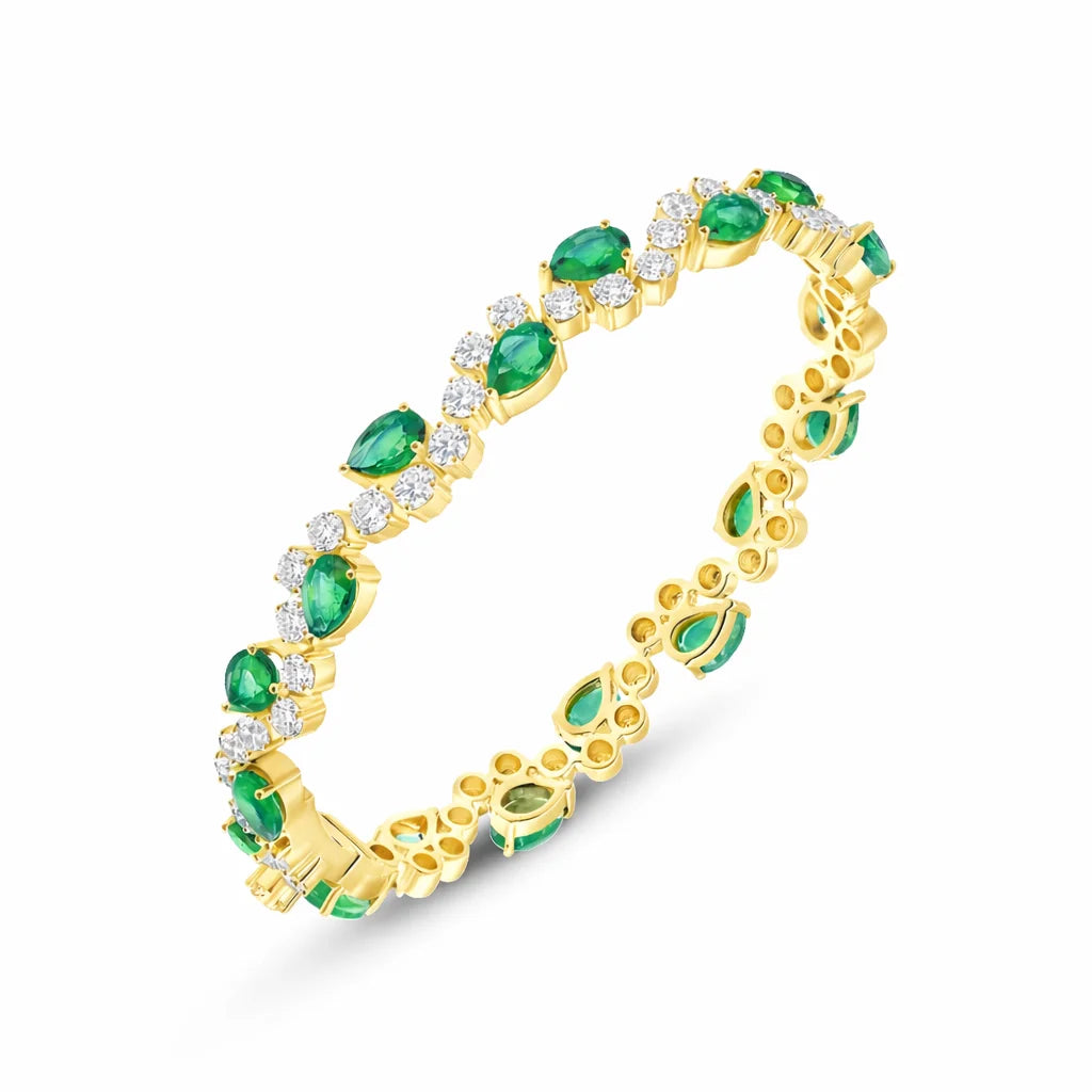 Pear Cut Semiprecious Emerald Oval Bracelet