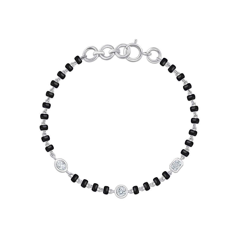 Mixed Cut Black Bead Bracelet