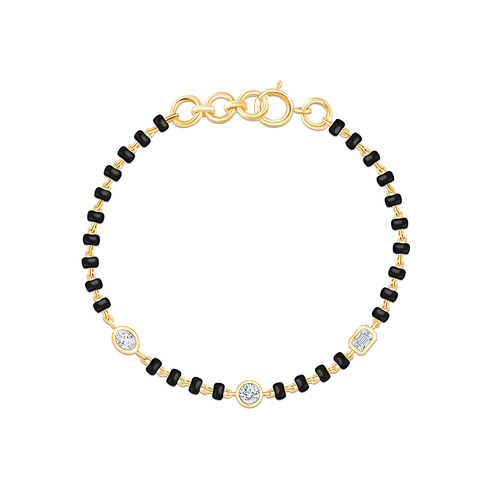 Mixed Cut Black Bead Bracelet