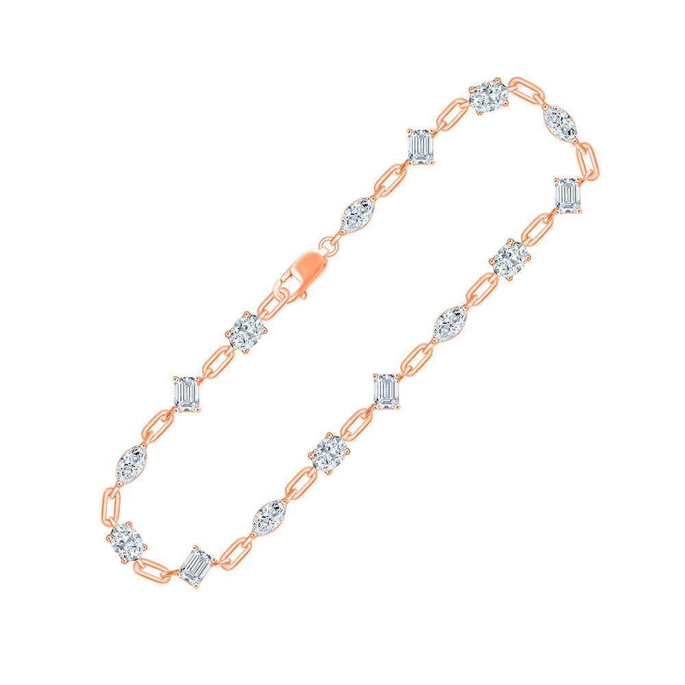 Mixed Cut Station Chain Bracelet