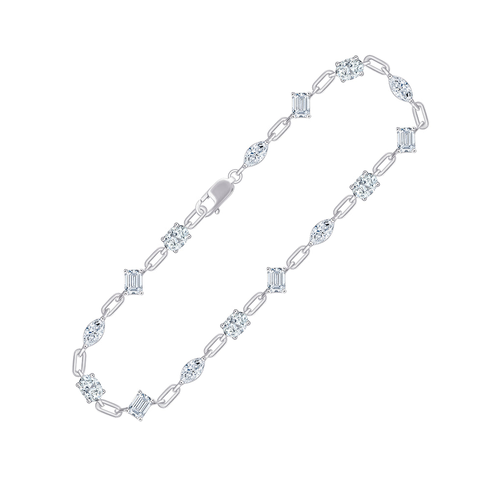 Mixed Cut Station Chain Bracelet