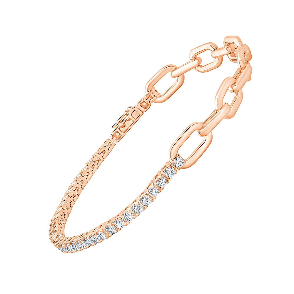 Dual Tone Tennis Chain Link Bracelet