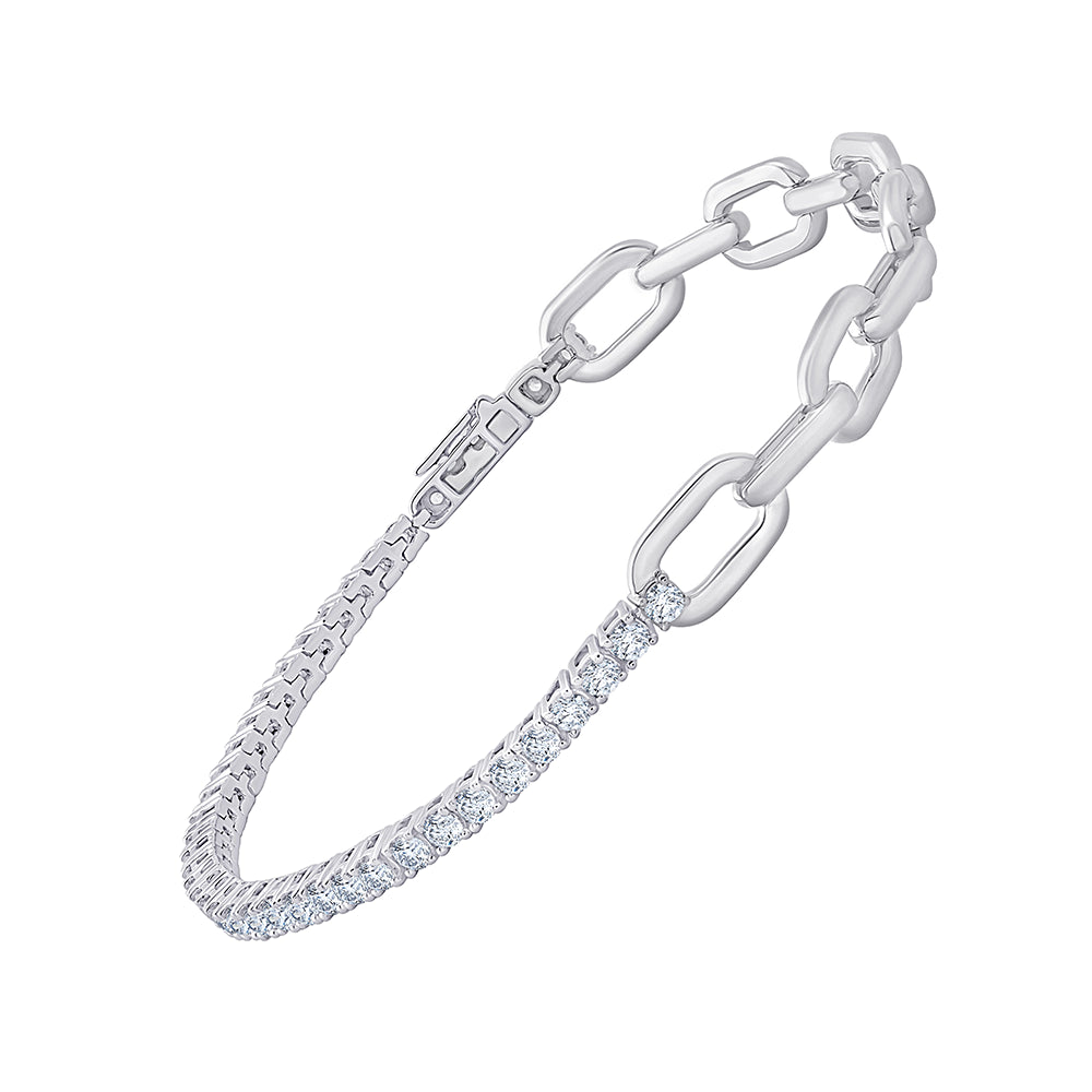 Dual Tone Tennis Chain Link Bracelet