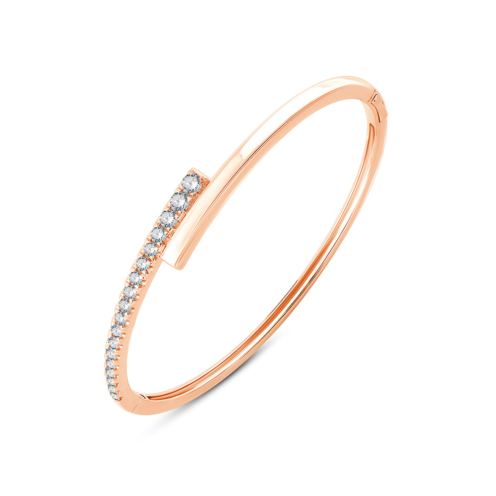 Brilliant Cut Diamond Line Bypass Bracelet