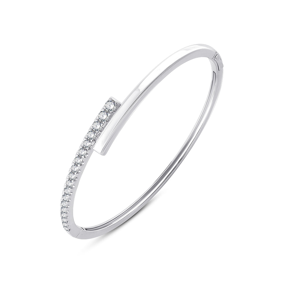 Brilliant Cut Diamond Line Bypass Bracelet