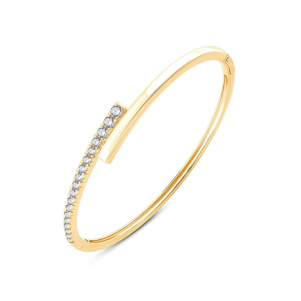 Brilliant Cut Diamond Line Bypass Bracelet