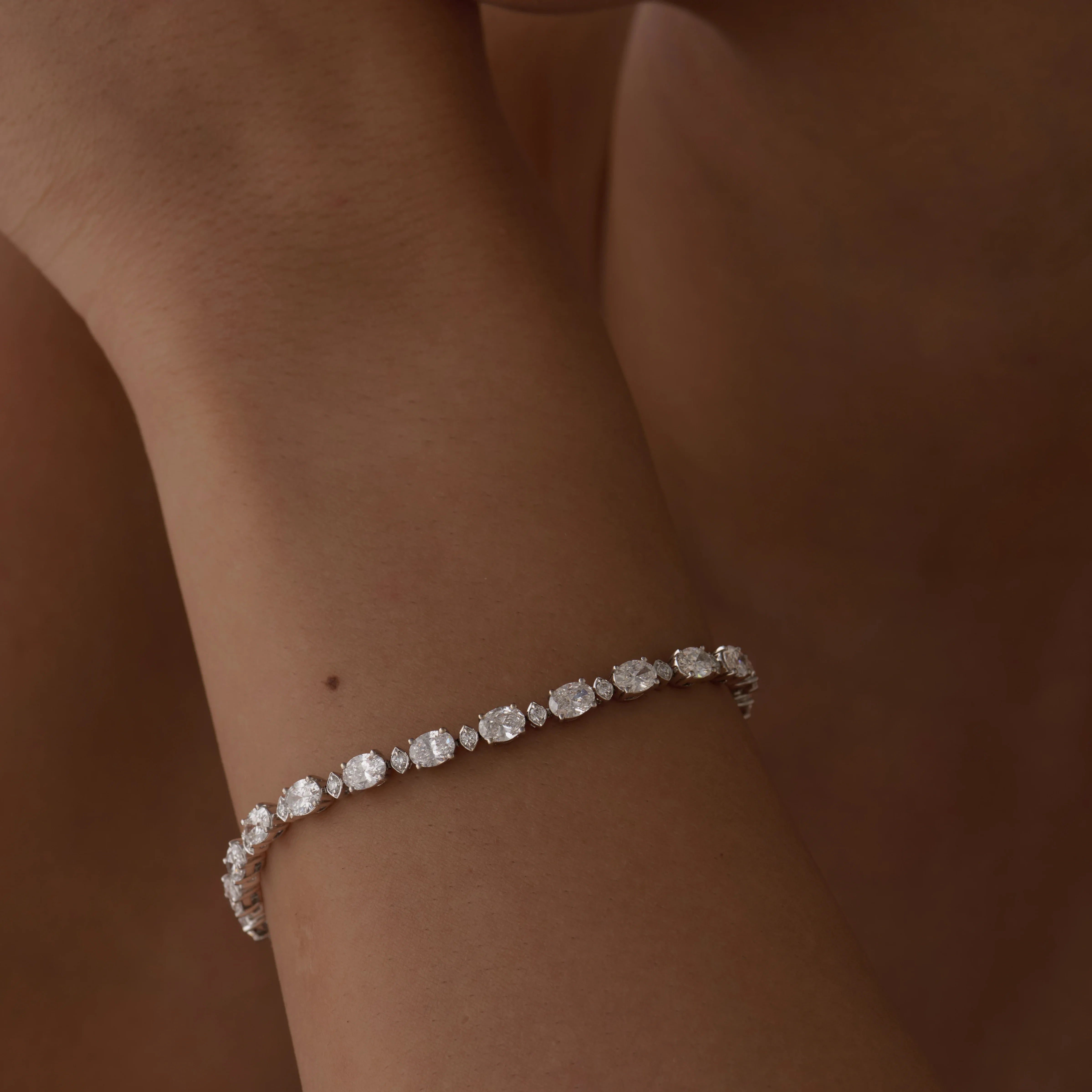 73 Carat Oval Cut Alternating Tennis Bracelet
