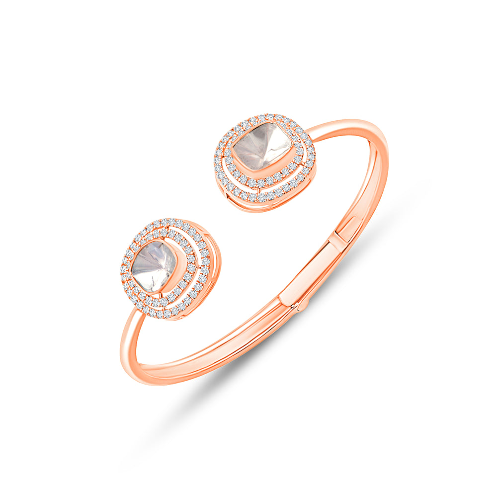 Polki Double Halo Open Tube Bracelet