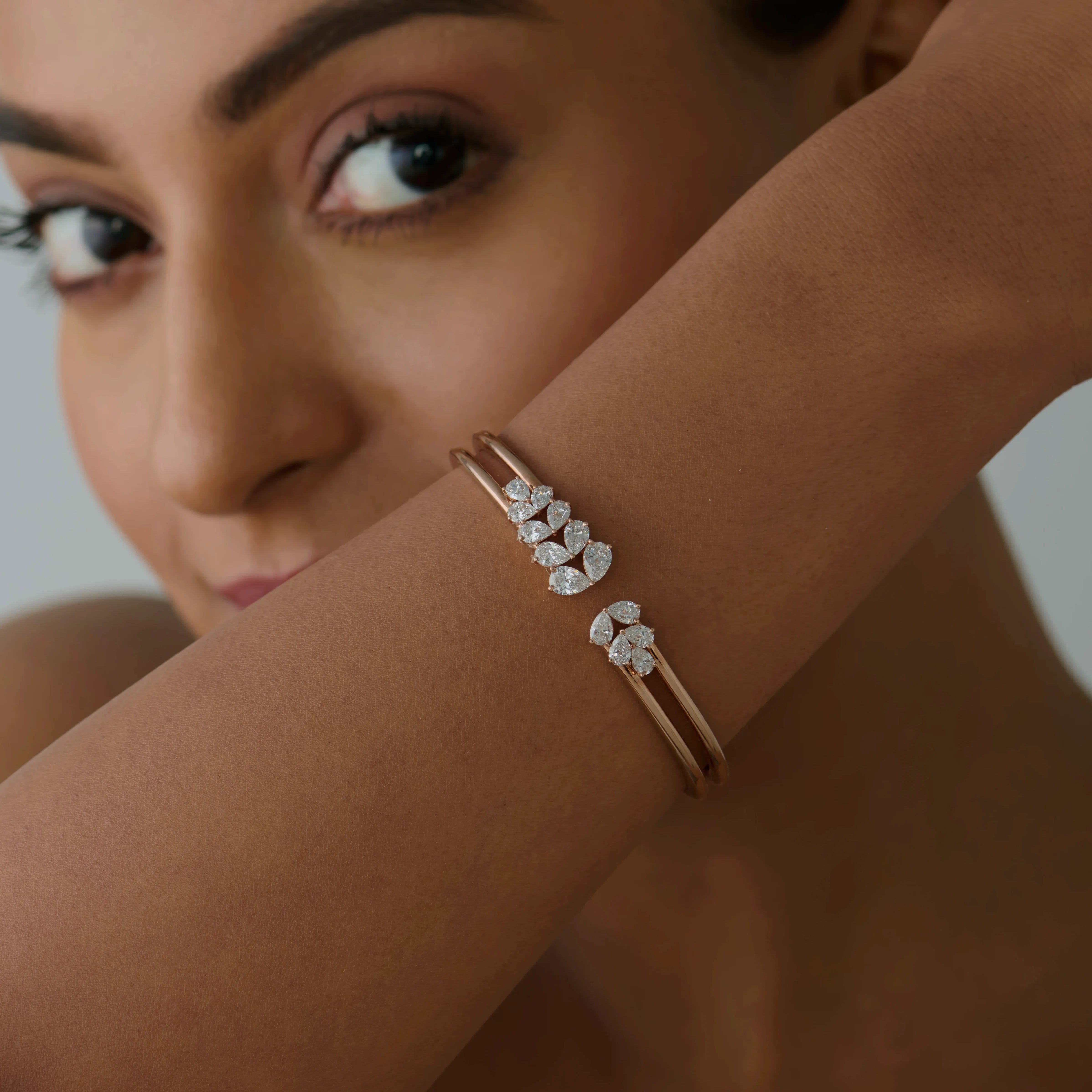 Pear Cut Open Bracelet