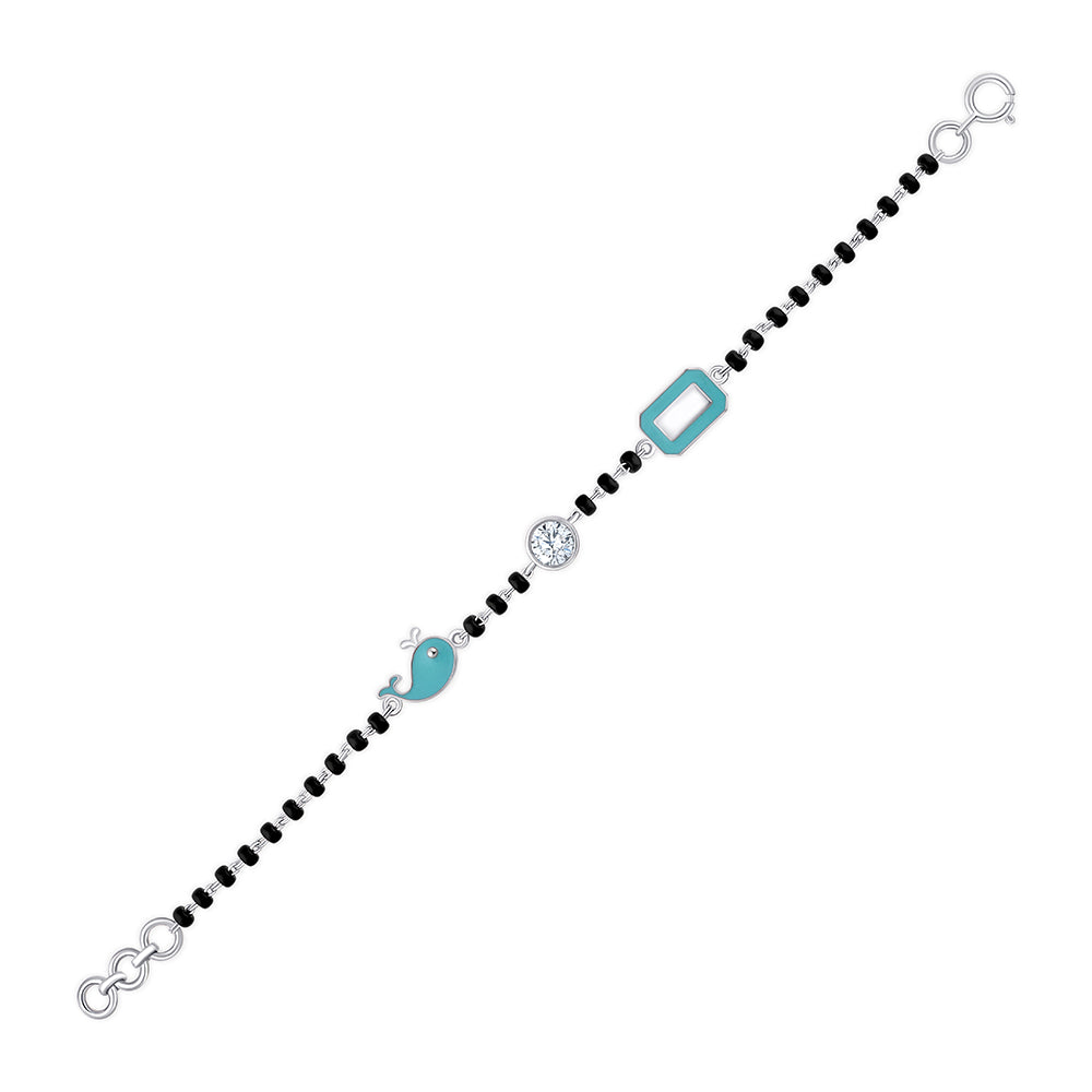 Brilliant Cut Enamel Charm Black Bead Bracelet