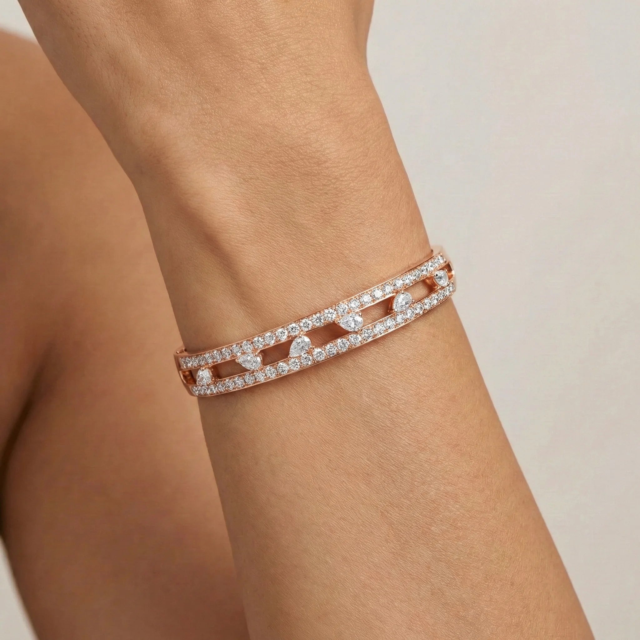 Pear Cut Framed Oval Bracelet