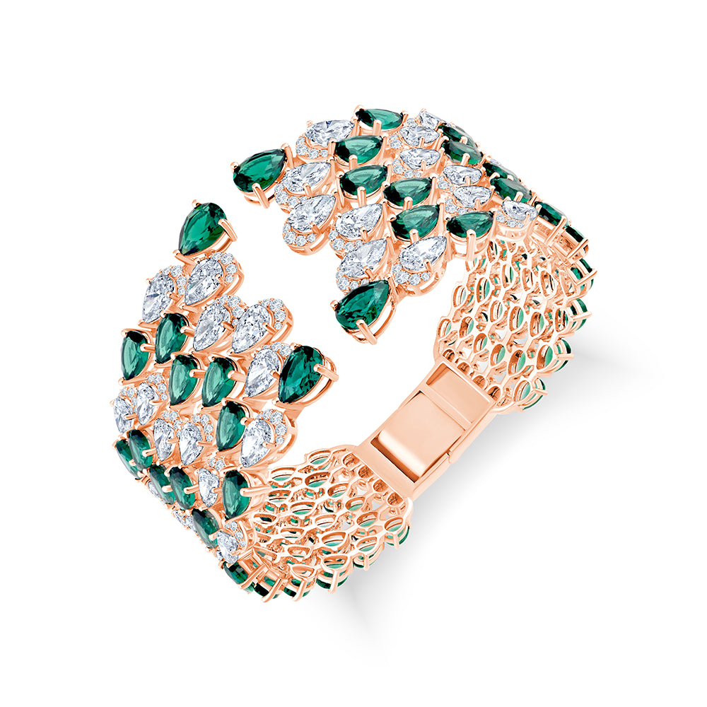 Pear Cut SemiPrecious Stone Open Bracelet