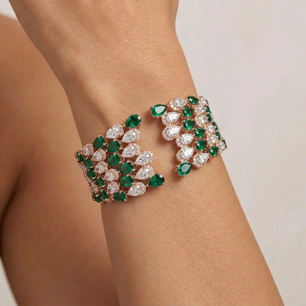 Pear Cut SemiPrecious Stone Open Bracelet