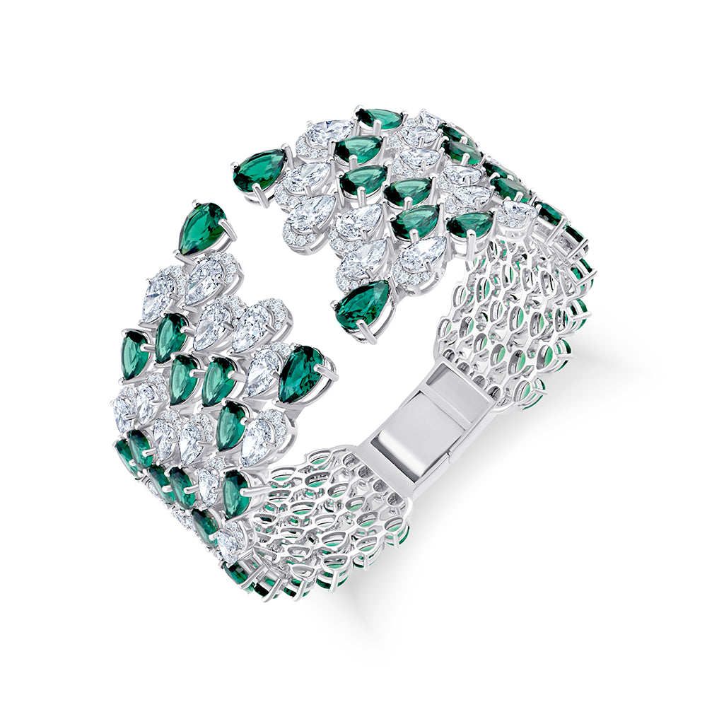 Pear Cut SemiPrecious Stone Open Bracelet