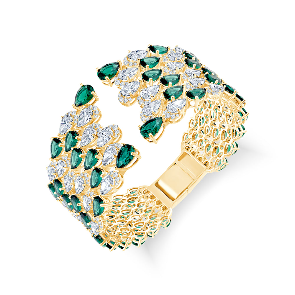 Pear Cut SemiPrecious Stone Open Bracelet
