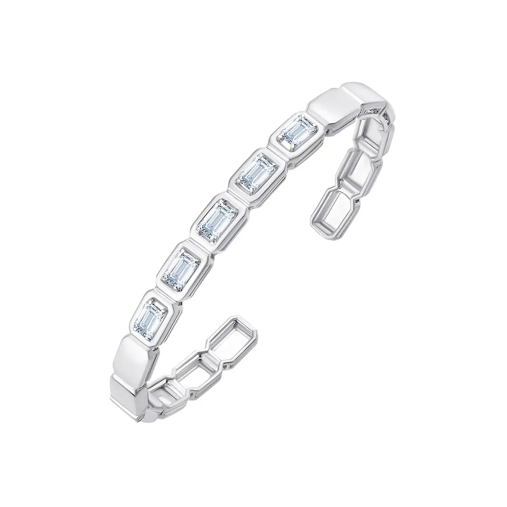 22 Carat Emerald Cut Diamond Line Oval Bracelet