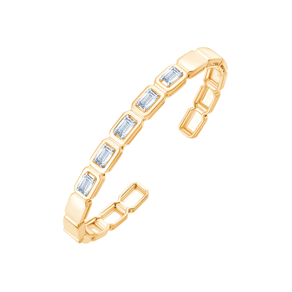 22 Carat Emerald Cut Diamond Line Oval Bracelet