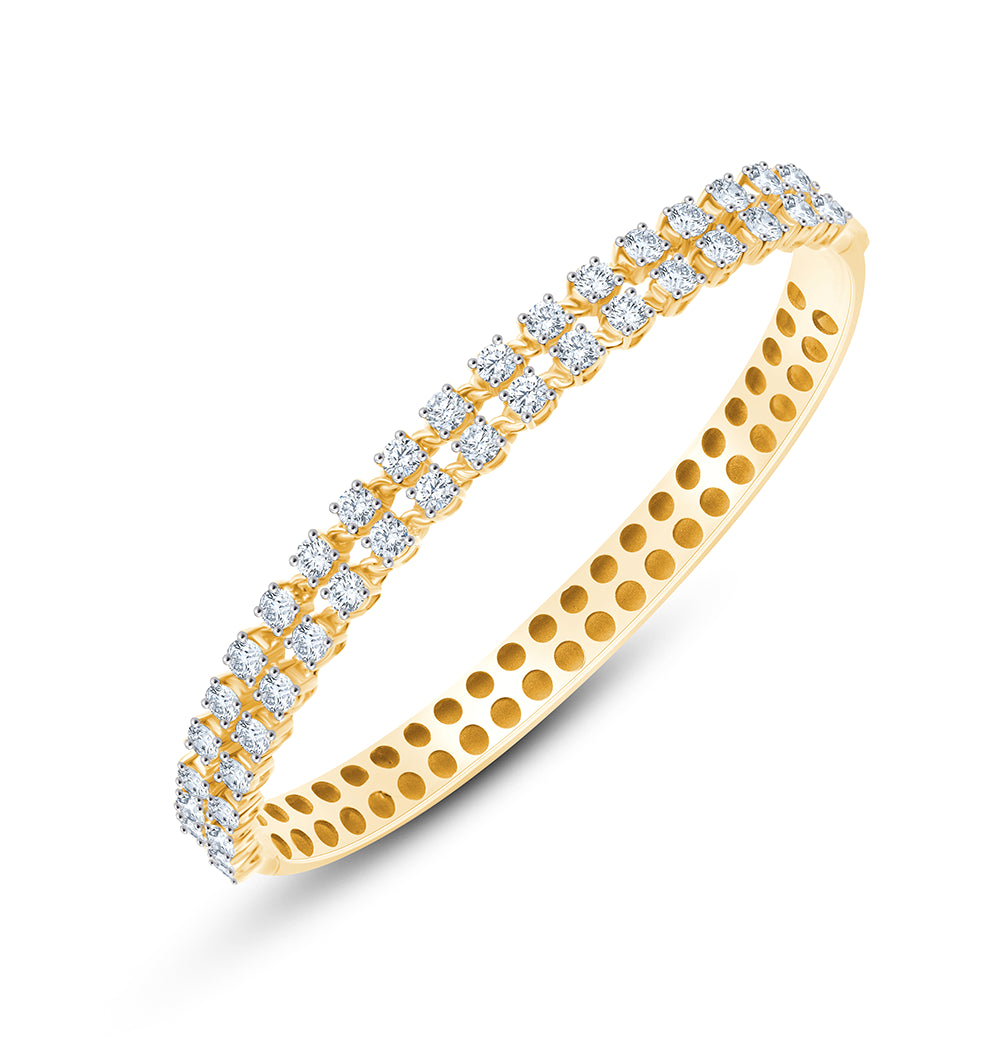 Brilliant Cut Double Row Hinged Bracelet