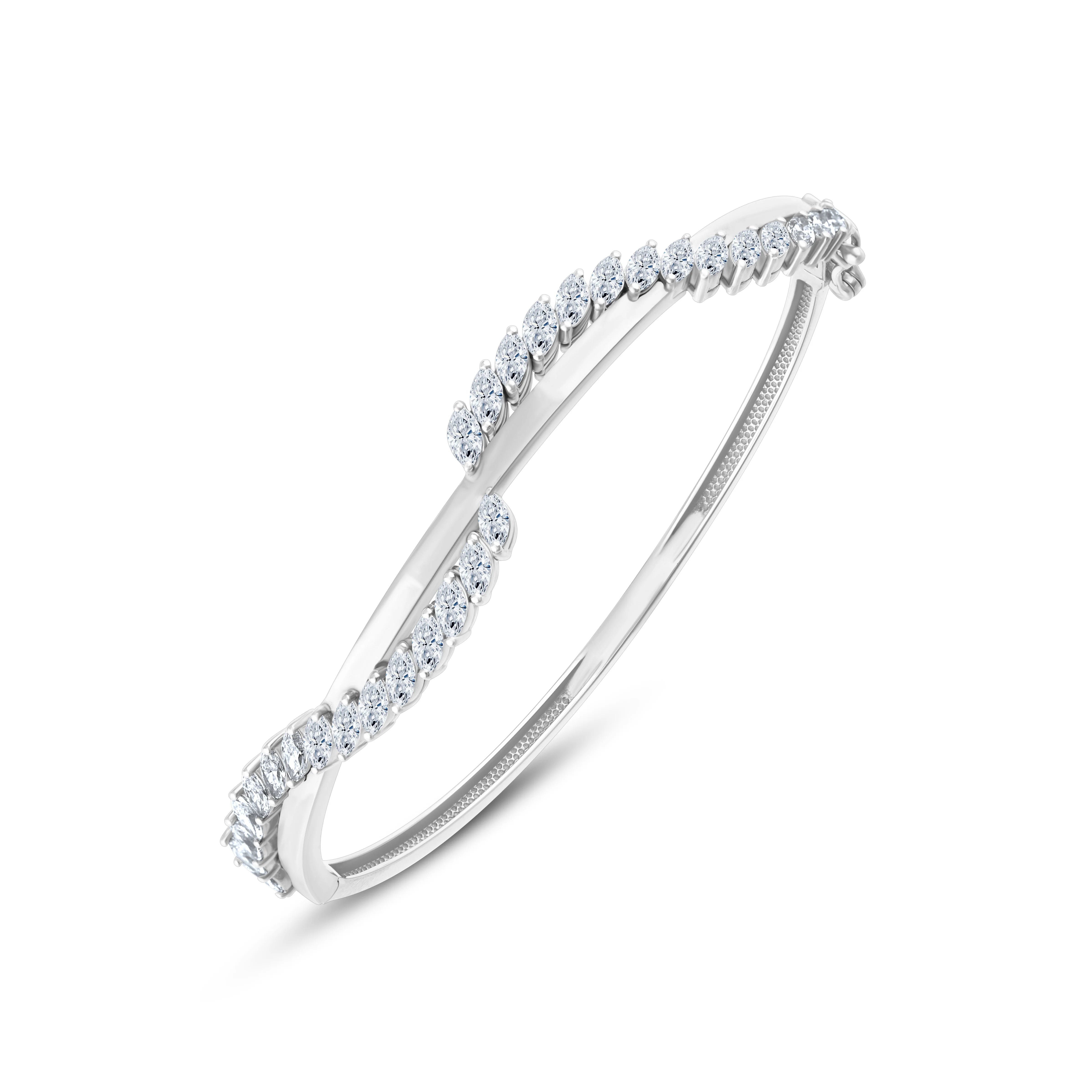 Marquise Cut Crossover Hinged Bracelet