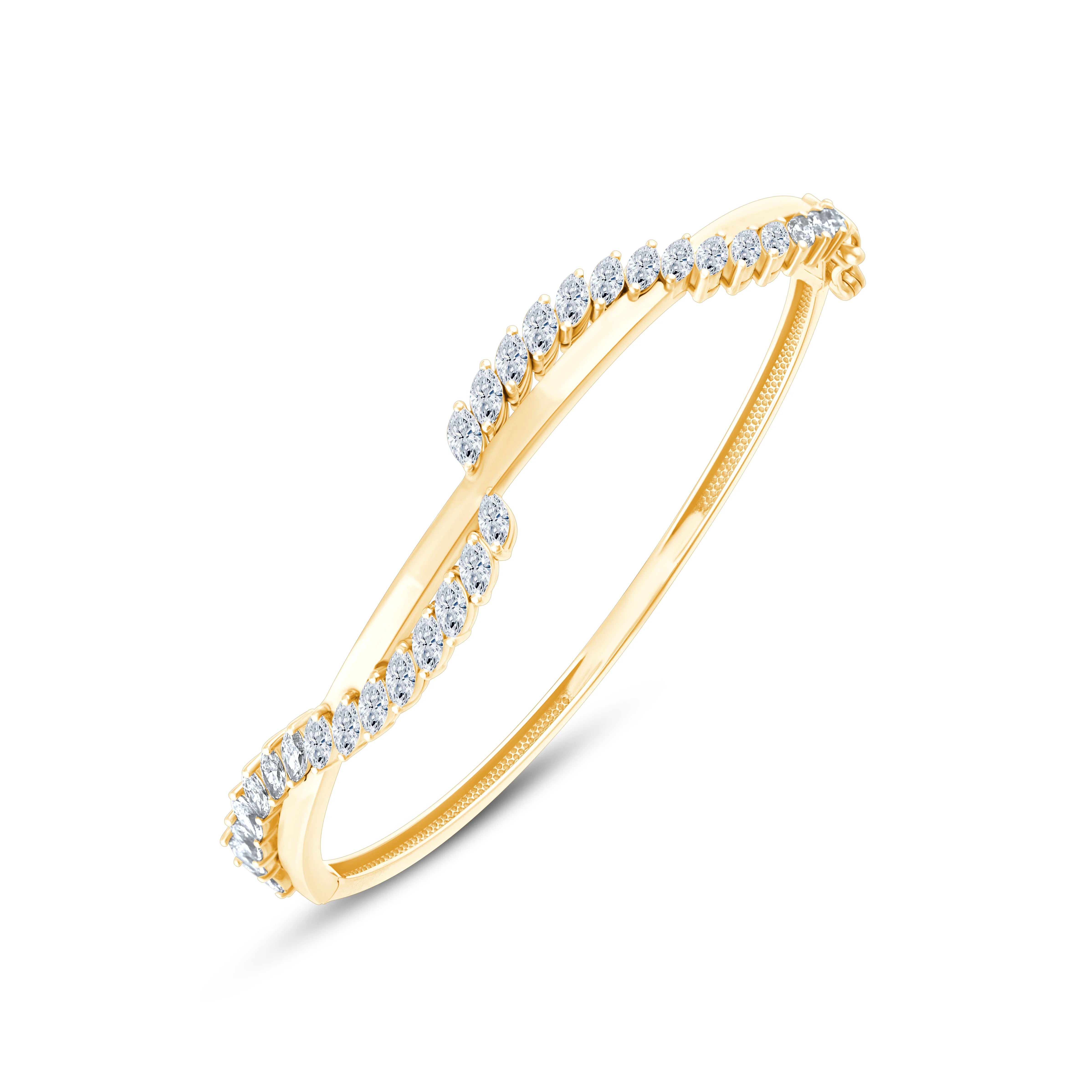 Marquise Cut Crossover Hinged Bracelet