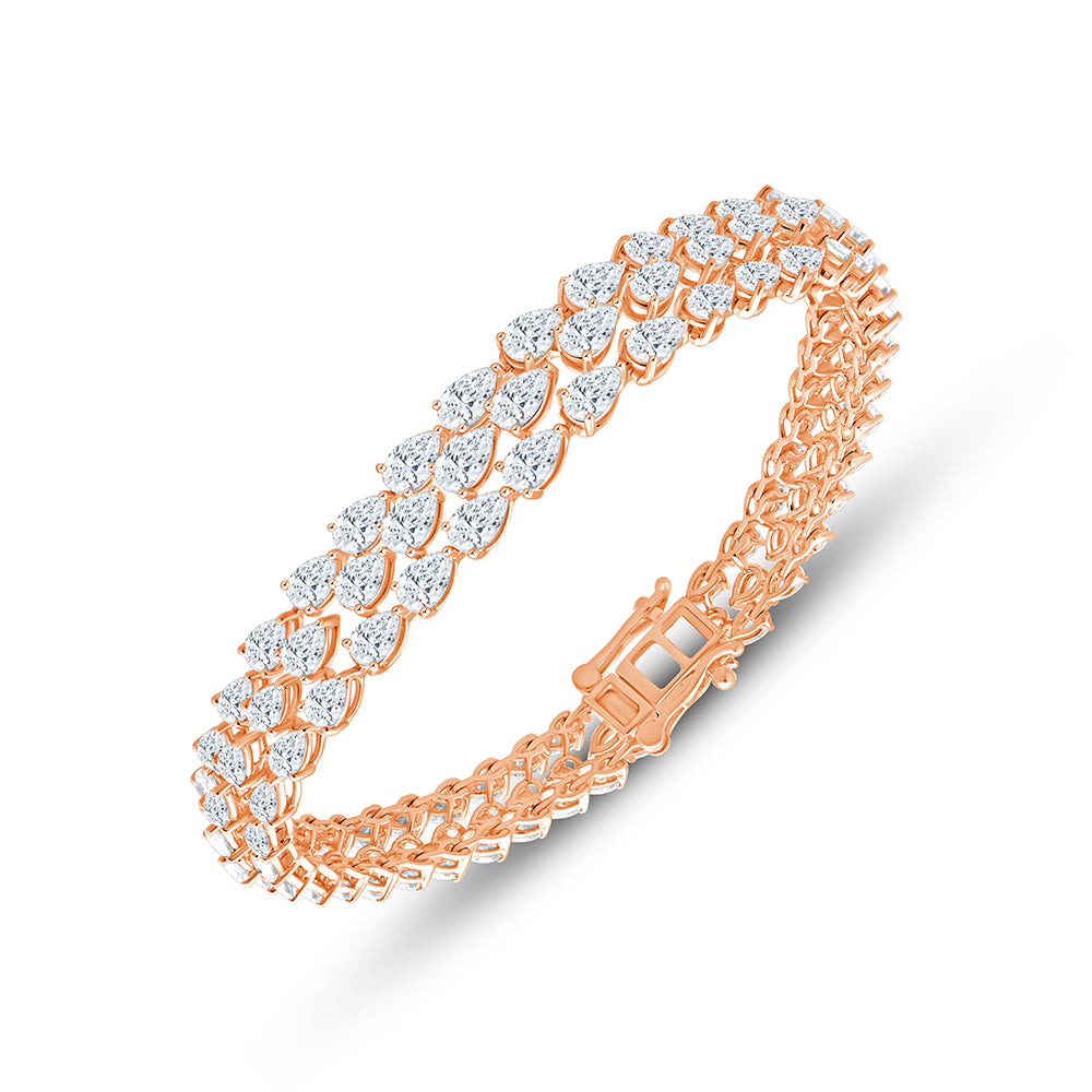 Pear Cut Triple Row Bracelet
