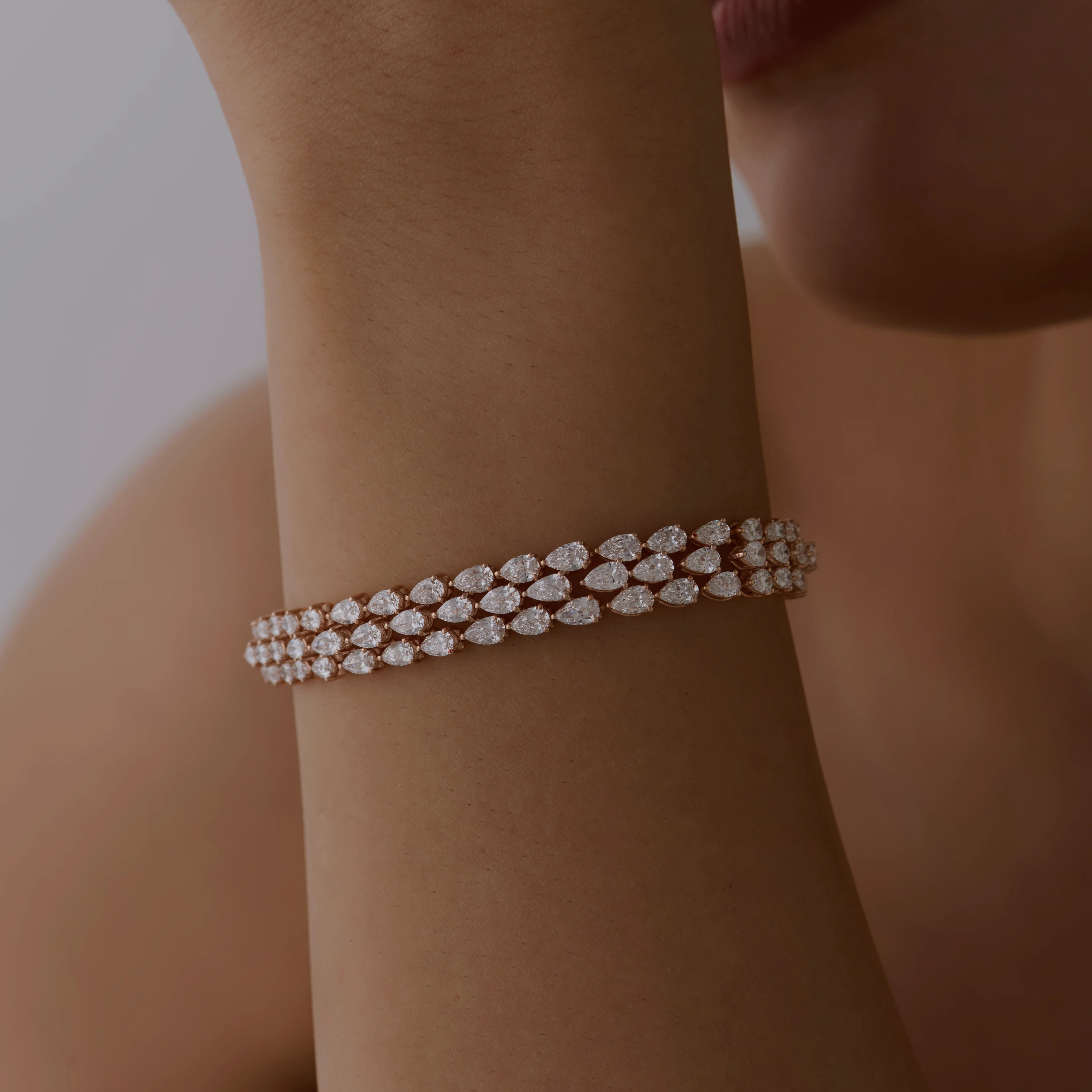 Pear Cut Triple Row Bracelet