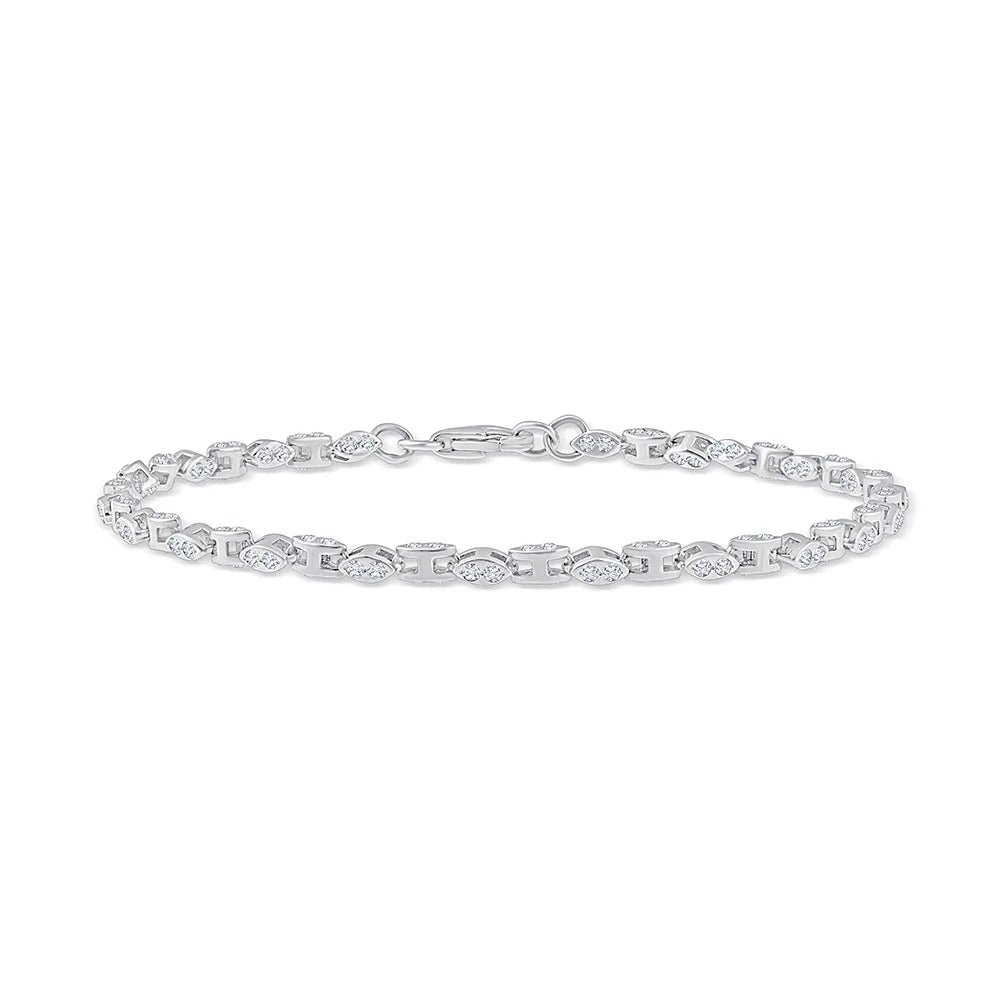 Brilliant Cut Marquise Motif Link Bracelet