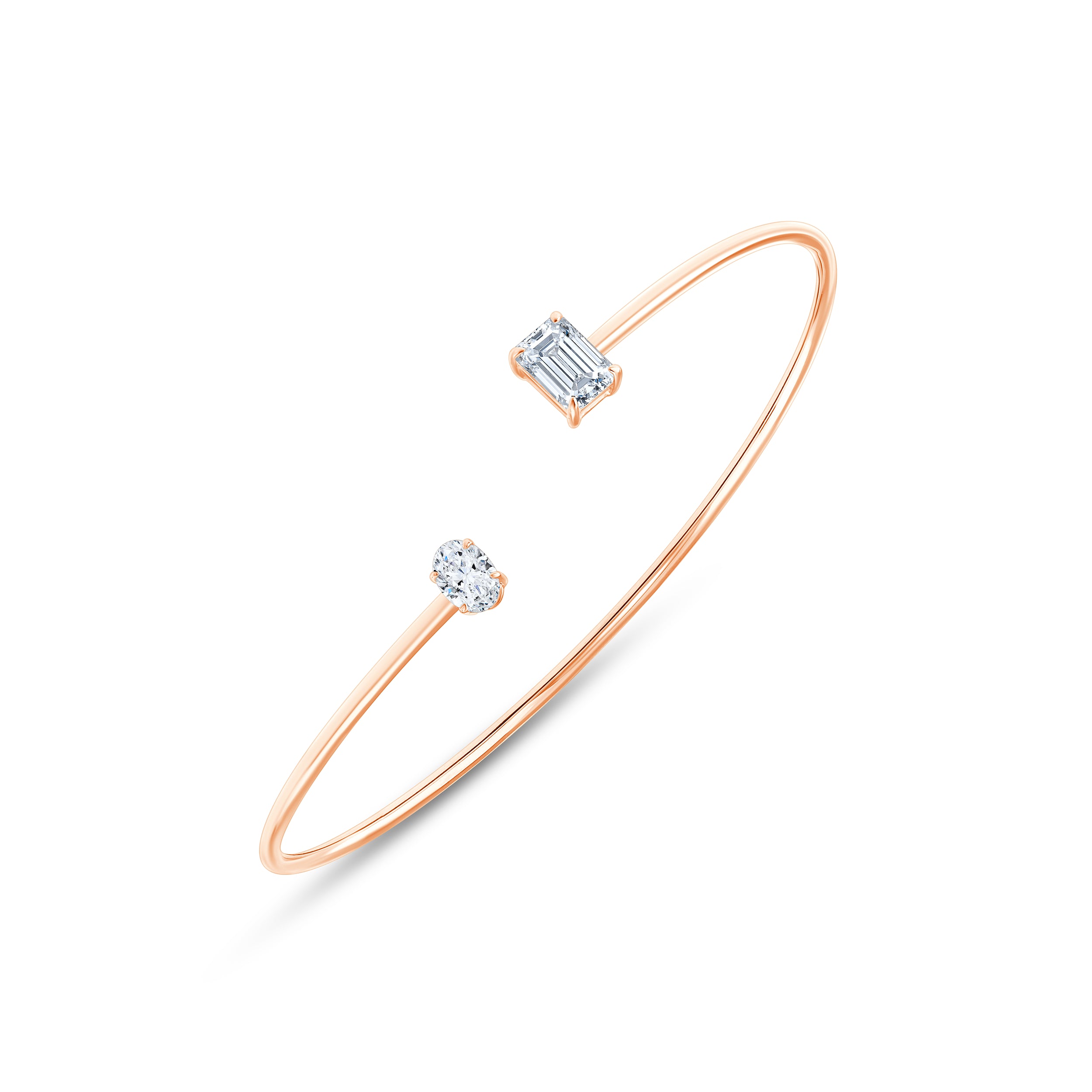 Emerald & Oval Cut Open Tube Bracelet