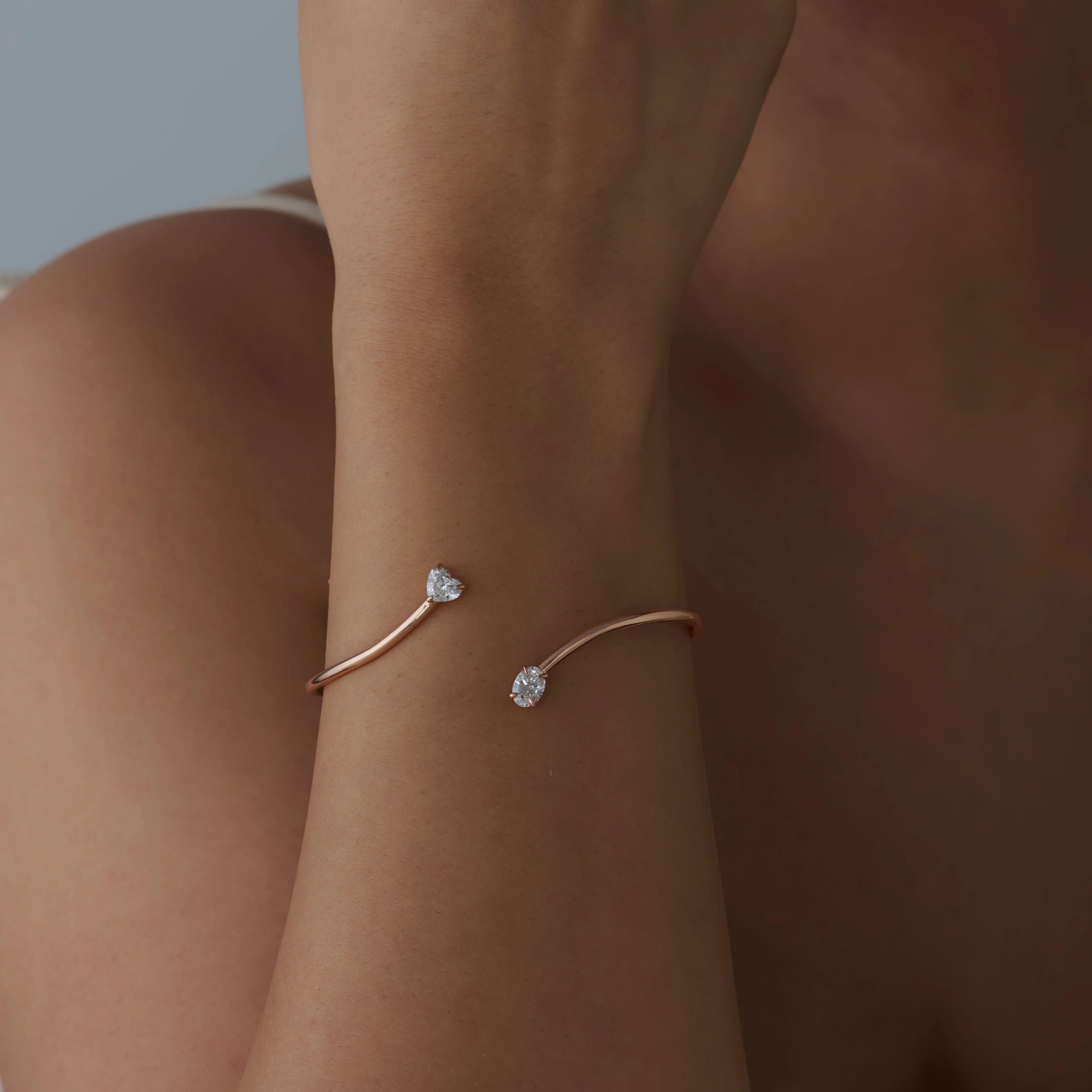 Oval & Heart Cut Open Bypass Bracelet