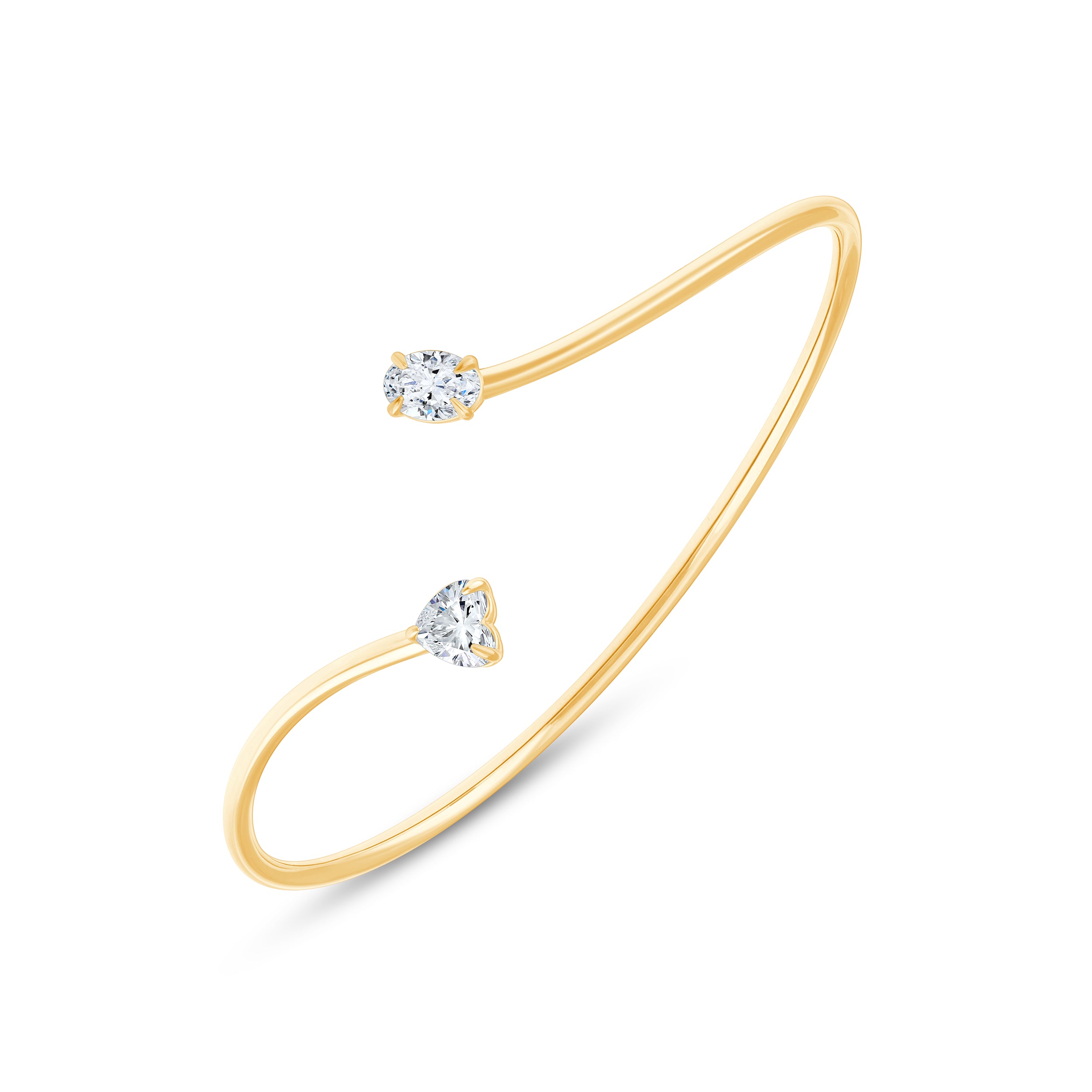 Oval & Heart Cut Open Bypass Bracelet