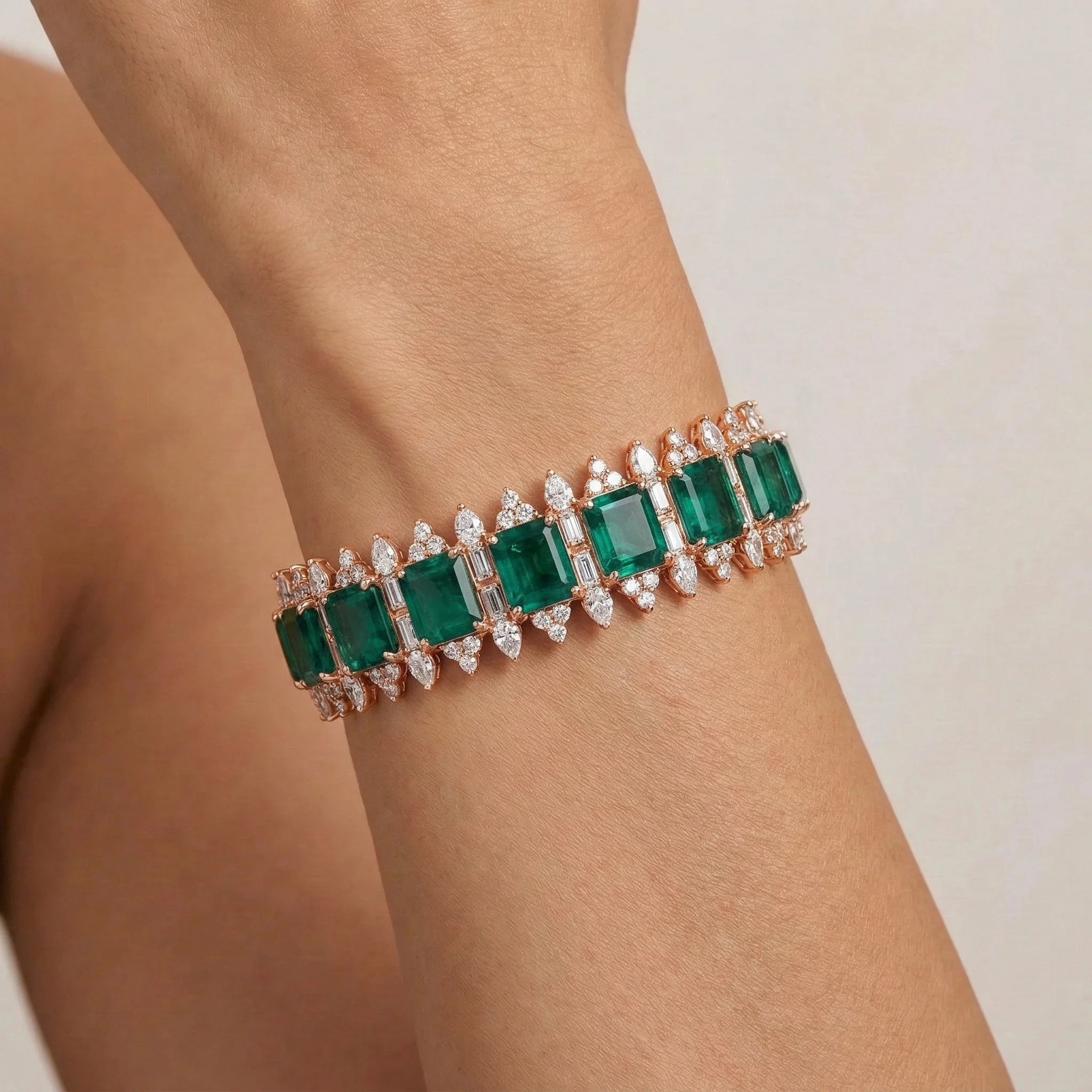 Emerald Cut Baguette Cut Crown SemiPrecious Stone Bracelet