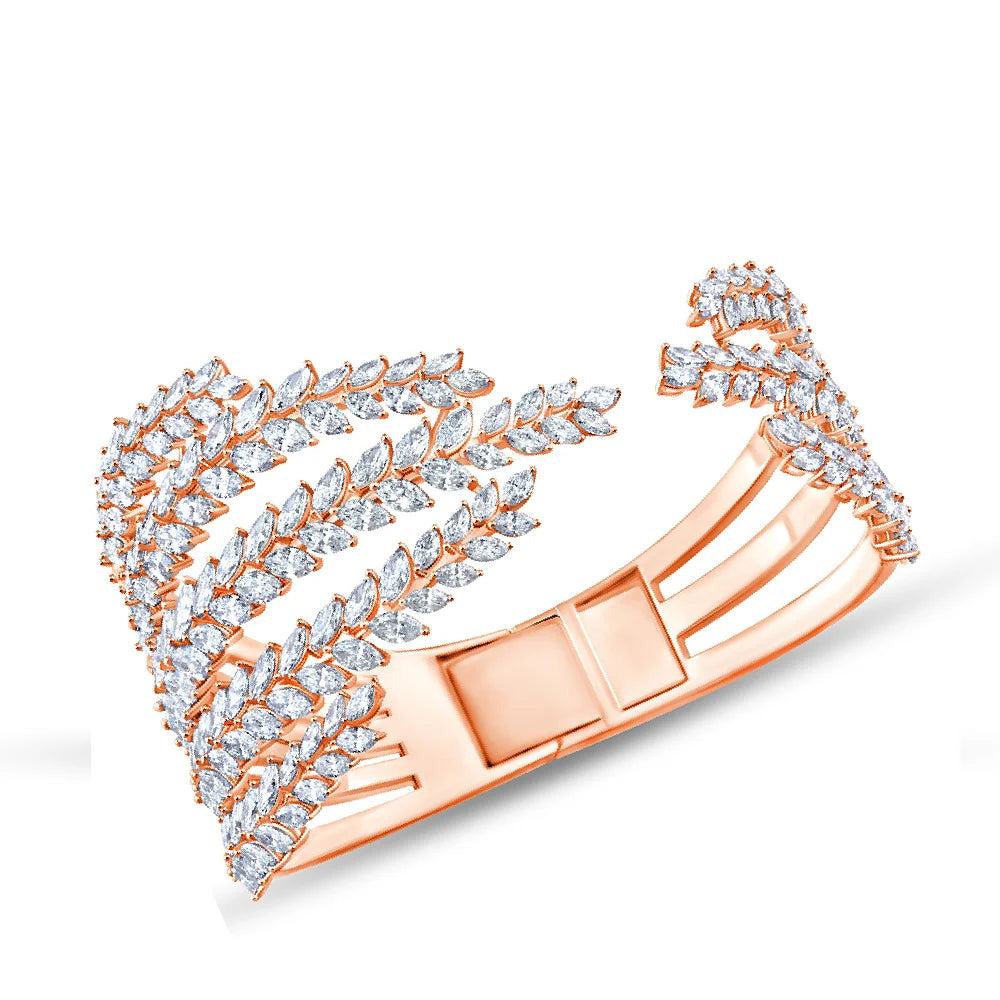 Marquise Cut Feather Open Bracelet