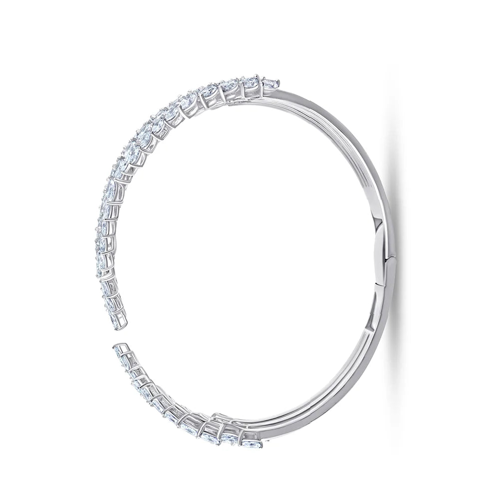 Marquise Cut Feather Open Bracelet