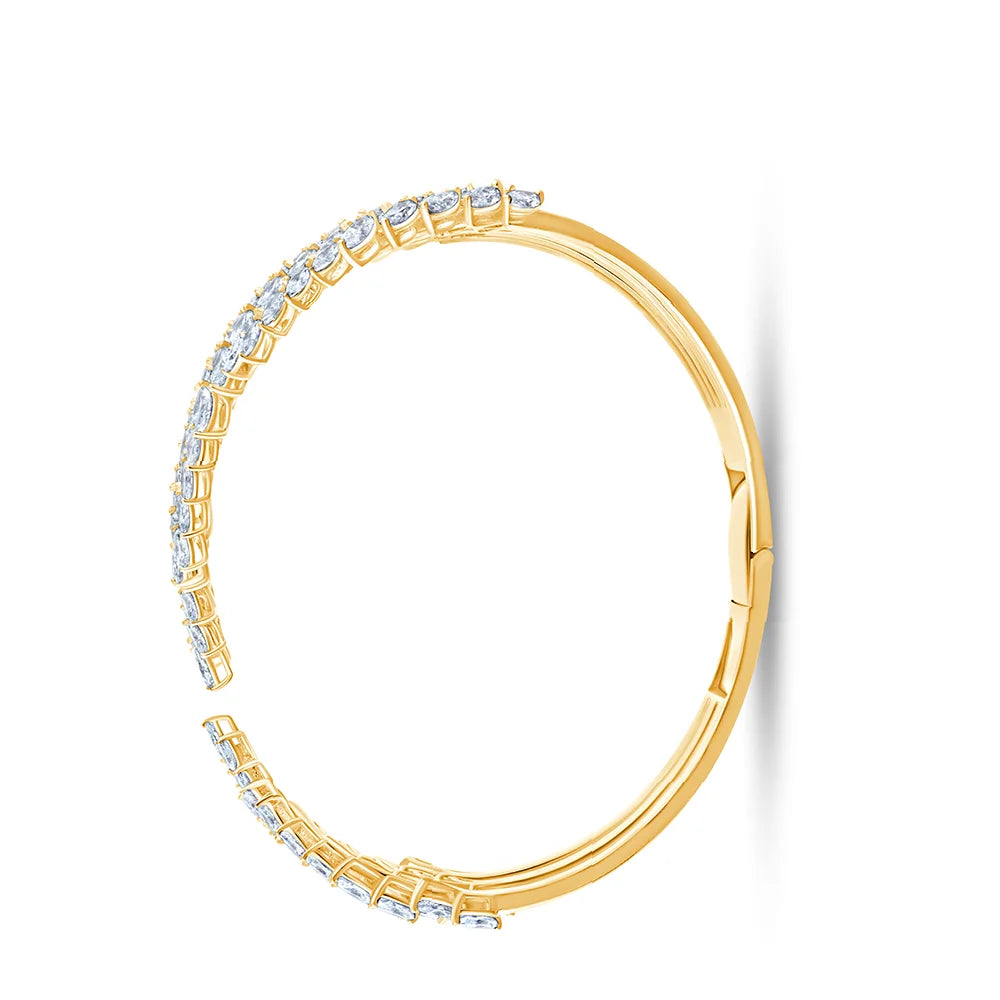 Marquise Cut Feather Open Bracelet