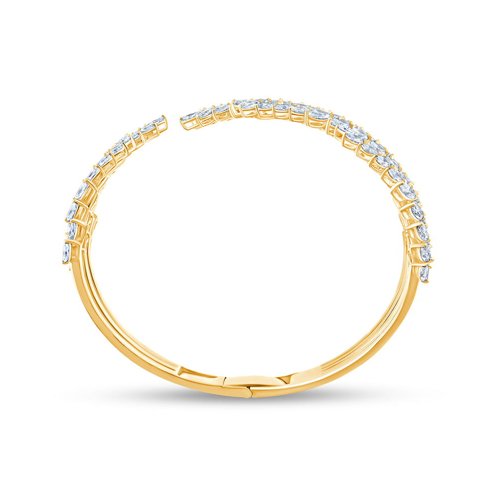 Marquise Cut Feather Open Bracelet