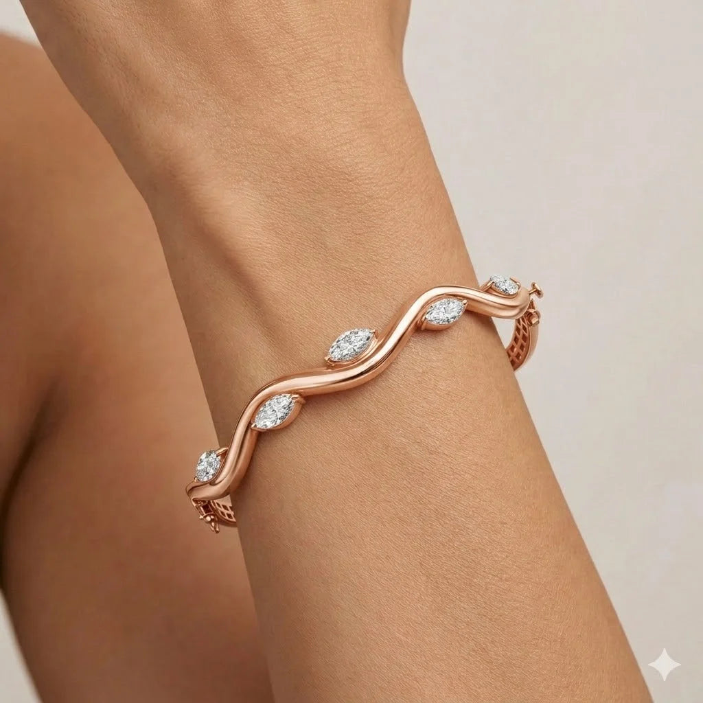 Marquise Cut Wave Bracelet
