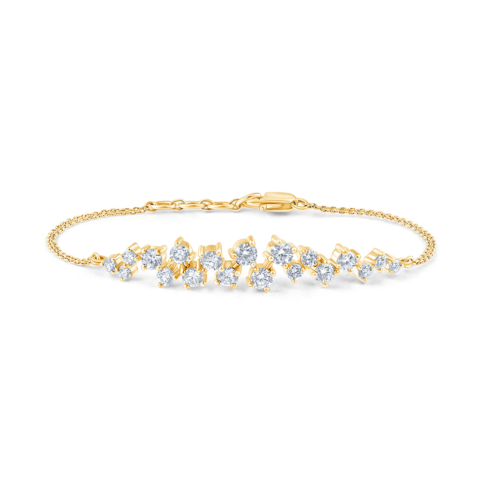 Brilliant Cut Zigzag Bar Chain Bracelet