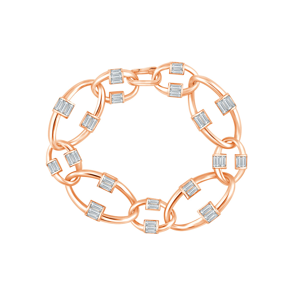 Baguette Cut Chain Link Bracelet