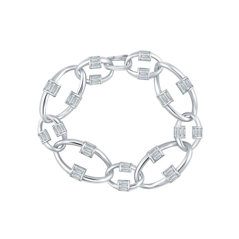 Baguette Cut Chain Link Bracelet